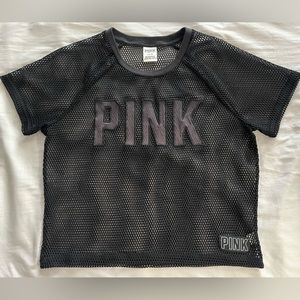 PINK mesh crop top in black
